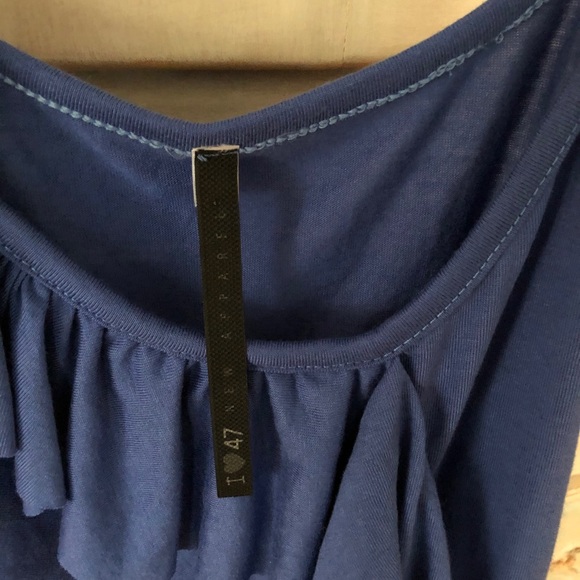 47 Street Blue Ruffled Tank - Picture 2 of 4